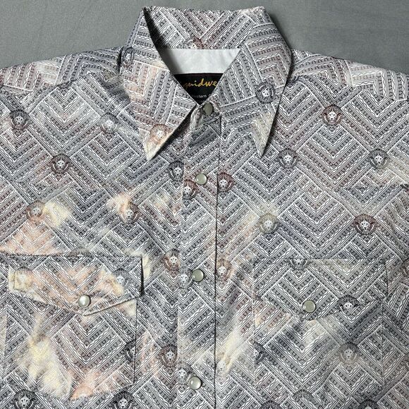 Liquid West Shirt Men Small Western Geometric Pearl Snaps Long Sleeve Button Up - Picture 6 of 12